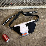Canvas Waist Pack Bag Men Panelled Fanny Pack Girls Street Sport Crossbody Bags