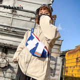 Canvas Waist Pack Bag Men Panelled Fanny Pack Girls Street Sport Crossbody Bags