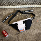 Canvas Waist Pack Bag Men Panelled Fanny Pack Girls Street Sport Crossbody Bags