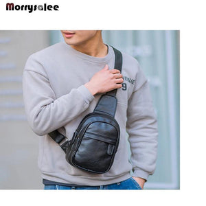 Men's PU Leather Chest Bag Messenger Waterproof Sling