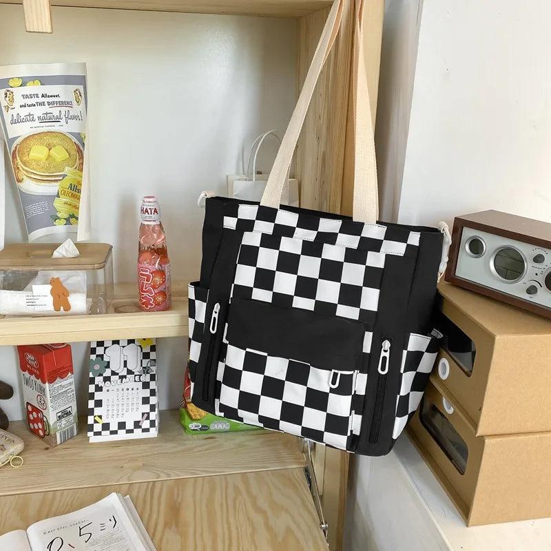 Canvas Shoulder Bag Rhine Plaid Crossbody Bag Girls Handbag Gift