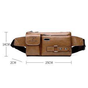 Men's PU Leather Waist Bag Chest Pack Phone Pouch