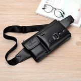 Men's PU Leather Waist Bag Chest Pack Phone Pouch