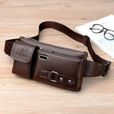 Men's PU Leather Waist Bag Chest Pack Phone Pouch