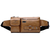 Men's PU Leather Waist Bag Chest Pack Phone Pouch