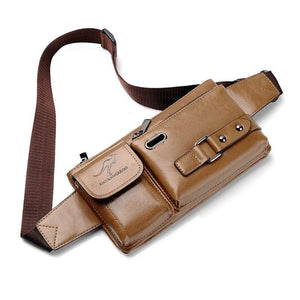 Men's PU Leather Waist Bag Chest Pack Phone Pouch