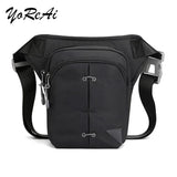 Men's Nylon Waist Bag Thigh Fanny Pack Shoulder Bag