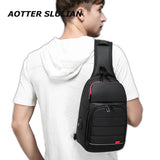 Waterproof Men Crossbody Bag USB Charging Chest Pack