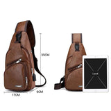 Vintage Leather Men Chest Bag Crossbody Shoulder Bag