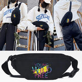 Fun Letters Printing Waist Bag Unisex Functional Chest Bag Mobile Crossbody Bag