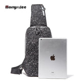 Chest Bag USB Charging Crossbody Bags PU Leather Shoulder Bag