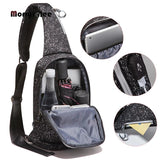 Chest Bag USB Charging Crossbody Bags PU Leather Shoulder Bag