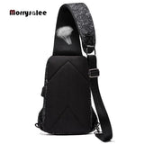 Chest Bag USB Charging Crossbody Bags PU Leather Shoulder Bag