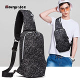 Chest Bag USB Charging Crossbody Bags PU Leather Shoulder Bag