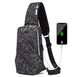 Chest Bag USB Charging Crossbody Bags PU Leather Shoulder Bag