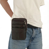 Men Cowhide Leather Fanny Waist Bag Business Phone Purses Shoulder Bag