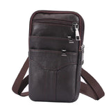 Men Cowhide Leather Fanny Waist Bag Business Phone Purses Shoulder Bag