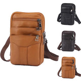Men Cowhide Leather Fanny Waist Bag Classic Texture Business Phone Purses