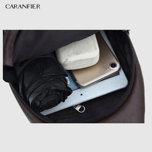 Waterproof PU Shoulder Bag USB Charging Men's Chest Bag