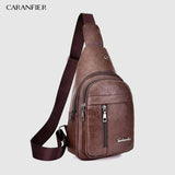 Waterproof PU Shoulder Bag USB Charging Men's Chest Bag