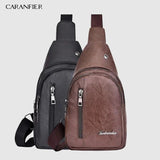 Waterproof PU Shoulder Bag USB Charging Men's Chest Bag
