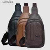 Waterproof PU Shoulder Bag USB Charging Men's Chest Bag