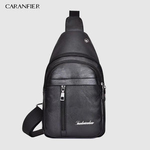 Waterproof PU Shoulder Bag USB Charging Men's Chest Bag
