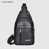 Waterproof PU Shoulder Bag USB Charging Men's Chest Bag