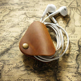 Retro Leather USB Data Cable Storage Clip