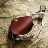 Retro Leather USB Data Cable Storage Clip