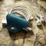 Retro Leather USB Data Cable Storage Clip