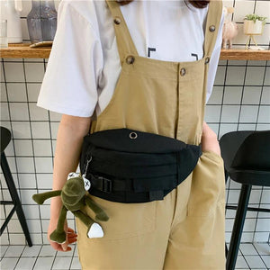 Harajuku Style Canvas Waist Belt Bag for Women