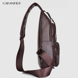 Waterproof PU Shoulder Bag Men'S Charging Bag USB Chest Bag Messenger Bag