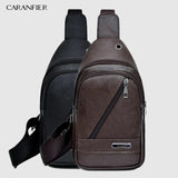 Waterproof PU Shoulder Bag Men'S Charging Bag USB Chest Bag Messenger Bag