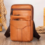Men's Vintage Leather Messenger Bag Shoulder Bag Phone Business Waist Pouch