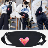 Pink Love Printing Waist Bag Durable Chest Pack Canvas