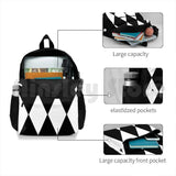 Large White Diamond Argyle Pattern Backpack for Hiking