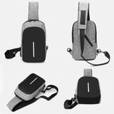 Men Chest Bags Multi-functional Crossbody Bag USB Charging Messenger Bag