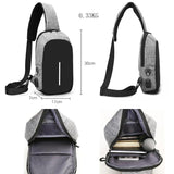 Men Chest Bags Multi-functional Crossbody Bag USB Charging Messenger Bag