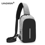 Men Chest Bags Multi-functional Crossbody Bag USB Charging Messenger Bag