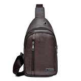 PU Leather Shoulder Messenger Bag with Headphone Port Waterproof Crossbody