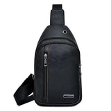 PU Leather Shoulder Messenger Bag with Headphone Port Waterproof Crossbody