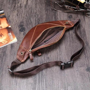 Men's Waist Bag PU Retro Messenger Mobile Phone Bag