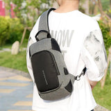 Men's Oxford Shoulder Bag USB Chest Bag