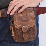 Men's Retro Small Pocket Mobile Phone Outdoor Belt Waist Leather Bag