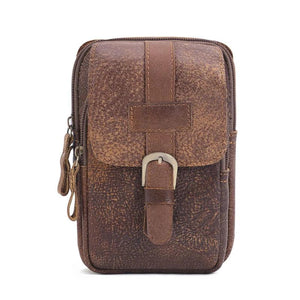 Men's Retro Small Pocket Mobile Phone Outdoor Belt Waist Leather Bag