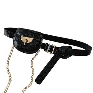 Women's Chain Waist Bag with PU Leather Belt and Wallet