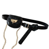 Women's Chain Waist Bag with PU Leather Belt and Wallet