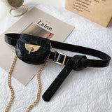Women's Chain Waist Bag with PU Leather Belt and Wallet