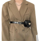 Women's Chain Waist Bag with PU Leather Belt and Wallet